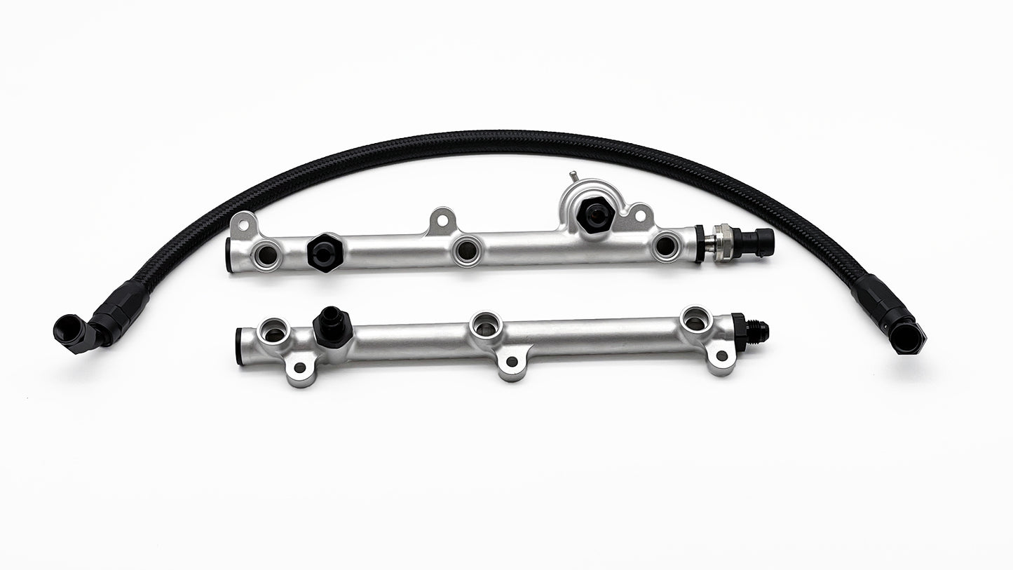 IslandWorks Precision Fuel Rail & Regulator disassembled with pipe